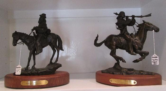 Frederick Remington bronzes re-recreated by Ronadro' "Trapper" & "Buffalo Hunter"