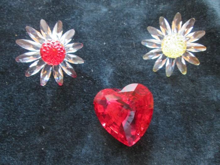 Swarovski crystal flowers & heart