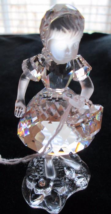 Swarovski Crystal girl with basket figurine