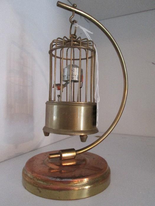 Vintage singing bird in a cage clock (as is)