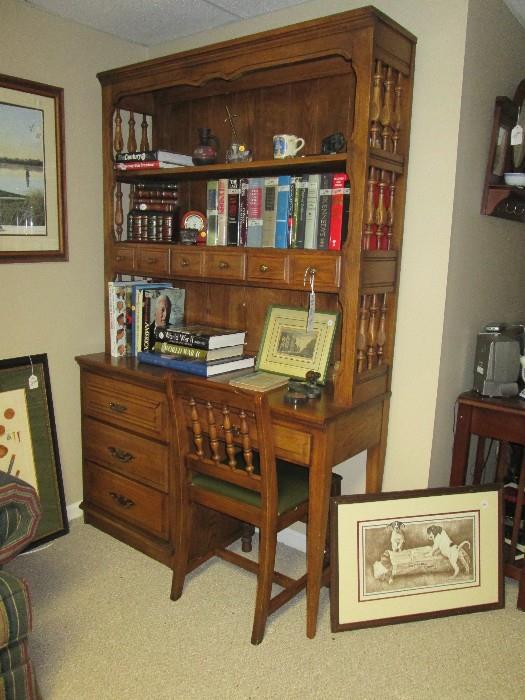 Retro Vintage oak desk, hutch & chair
