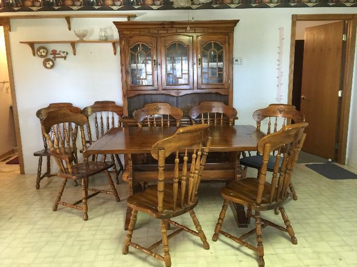 dining room table and chairs, china cabinet