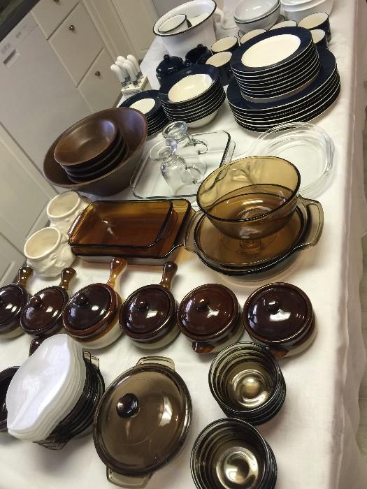 corning ware, dishes