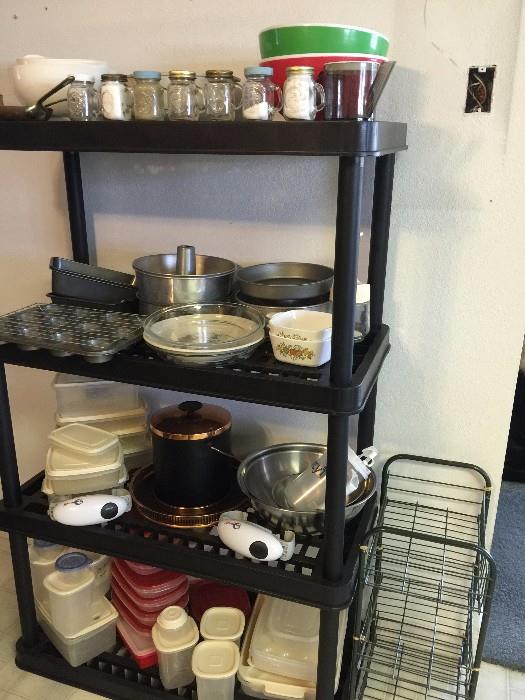 dishes, canning jars, tupperware