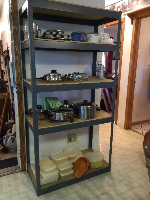 garage or basement shelves, salad master pan set