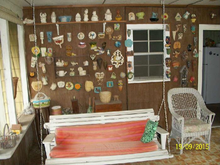 Wood Swing, Wicker chair , Some of the 200+ wall pockets