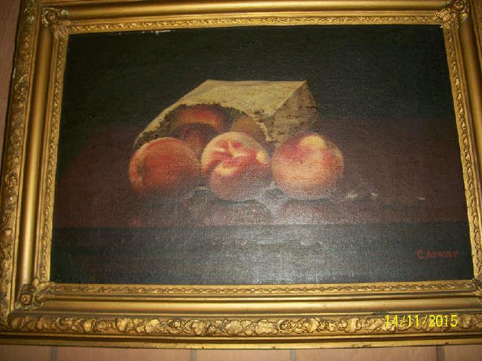 Peaches still life painting