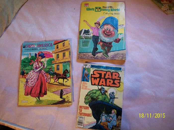 Star Wars comic book and vintage coloring books