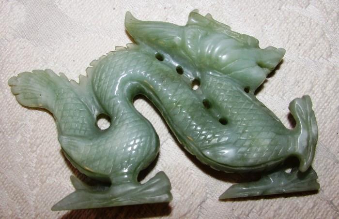 Chinese Carved Jade Dragon Figurine 