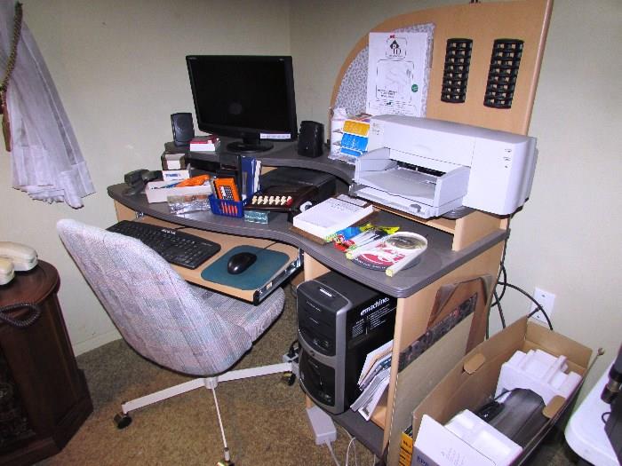 Desk, Computer, Printer and Office Items