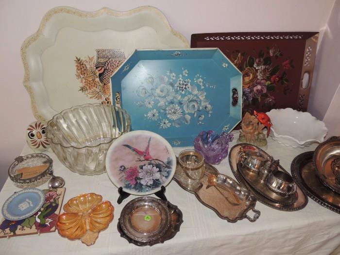 tray collection and vintage silver plate