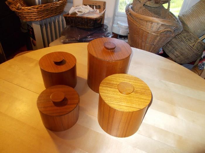 Set of 4 Wooden Canisters - marked "Made in Japan" on bottom... 