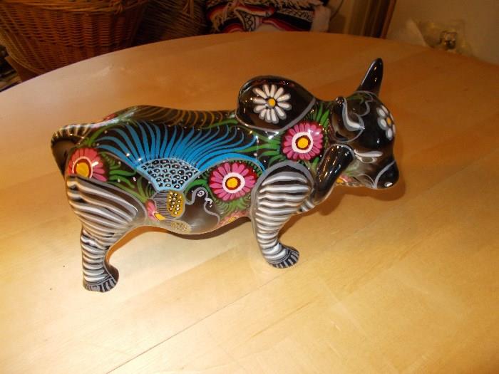 Highly Decorated/Painted Bull - 10" Long - VERY Colorful!!!