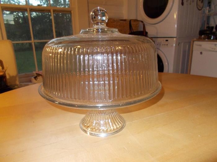 LARGE Glass Cake Plate - 10" Tall