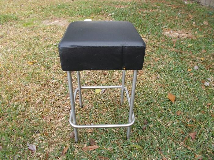 TALL Stool - Upholstered Top - Stainless Steel Bottom - 13.5" X 13.5" Seat