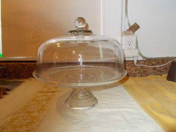 WEXFORD Glass Cake Plate & Cover - HEAVY!!!!!