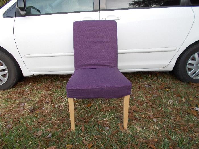 1 of a Set of 6 Dining (Parsons) Chairs IKEA - will be be slipcovered in the pretty slipcover - sold as a set!!!!!  Originally, we thought there was 4 - we found 2 more - NICE SET!!!!!!!!!!