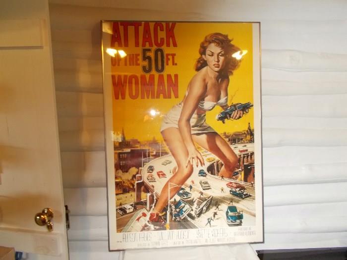 "Attack of the 50 Ft. Woman" Framed Movie Poster - 58/222 Copyright 1958 - Artist Proof - 27.5" X 29.5"