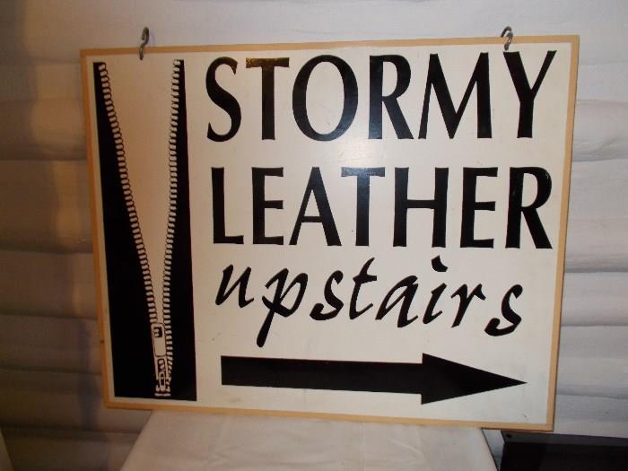 STORMY LEATHER Upstairs - 2 Sided Sign - 24.5" X 35" with "S" hooks for hanging - we don't question...we just sell!!!!!!!!!!!!!!!!!!!!!!!!!!!!!!!!!!!!!!!!!!!!