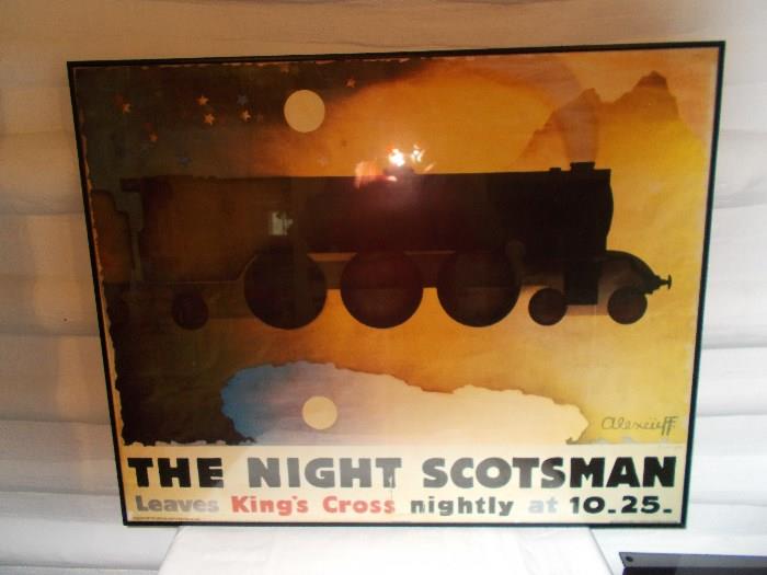 "The Night Scotsman Leaves King's Cross Nightly at 10:25" Framed Print - AlexeieFF - E 453 - 1932 - Published by London & North Eastern Railway - Cool!!