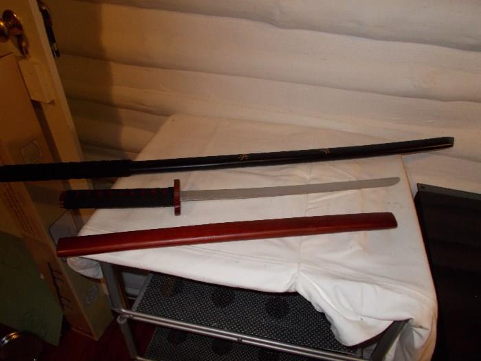 Two "practice" Samurai Warriors Swords - Wooden Swords - NO Steel Blades