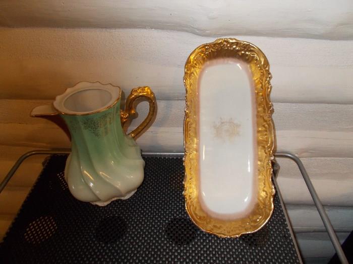 2 Vintage pieces of china - both Limoges France - pitcher DOES NOT have lid...