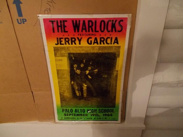 Unframed Vintage Poster - "The Warlocks" featuring Jerry Garcia - September 19, 1964 at Palo Alto High School - Admission $1.50 at door - NOT a Reproduction!!!!