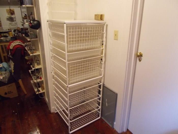 Metal/Wire Shelving Unit - 6 Wire Drawers - 21" deep; 21" wide; 58" tall - A REALLY nice piece!!!!!!!!!!