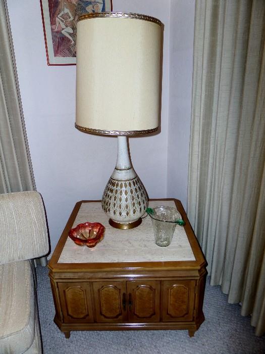 Mid century lamp and end table