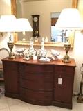 Mahogany buffet and gilt mirror