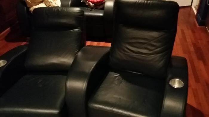 2 full sets of leather theater seating units for 4 people