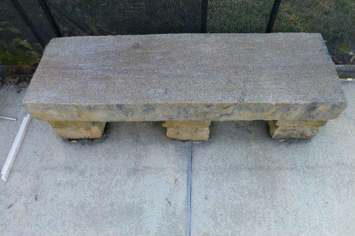 heavy stone patio bench