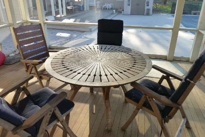teak wood patio table and chairs