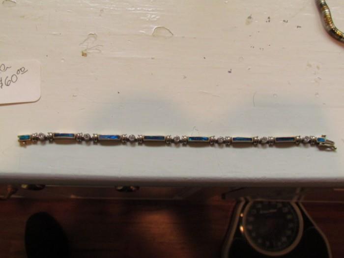 Opal diamond and 14k gold bracelet