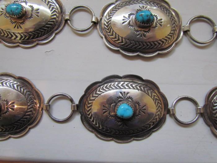 sterling silver and genuine turquoise Zuni Indian tribe belt.