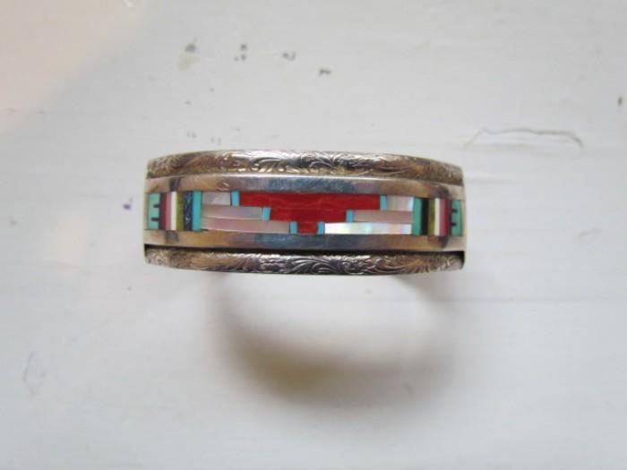 Genuine opal, turquoise and corral Zuni ring