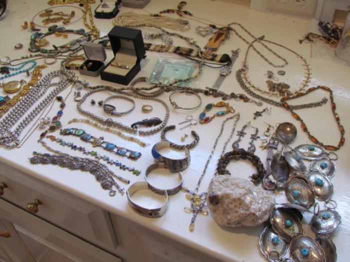 Assorted genuine gold and sterling jewelry