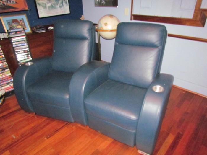 Leather reclining Home Theater seating. Two matching sets are available