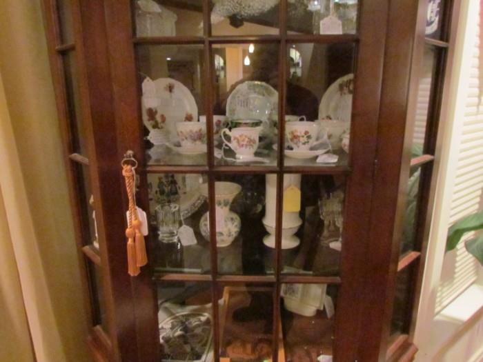 2 matching Pennsylvania House corner solid cherry curio cabinets