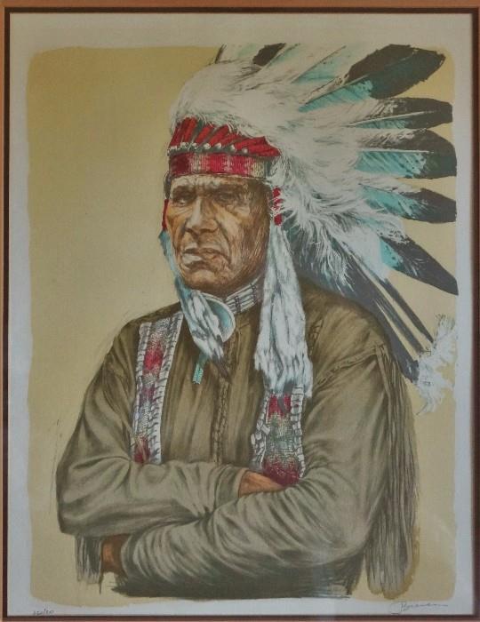 Native American print title Chief White Elk. Signed by Bruce and numbered 252 of 300