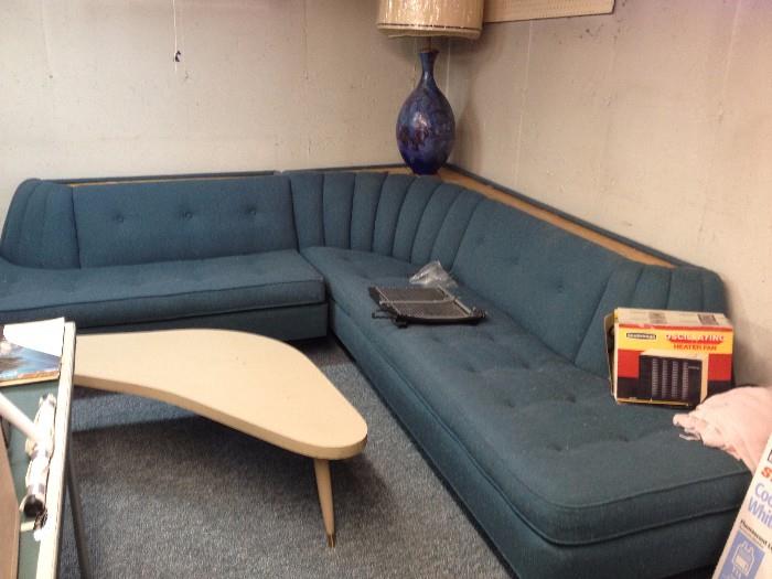 vintage banquette & coffee table