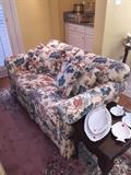 Ethan Allen loveseat / Handmade Aubusson rug
