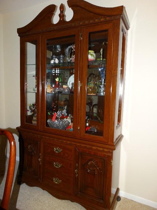 Beautiful lighted china cabinet, 2 separate pieces. $300.00