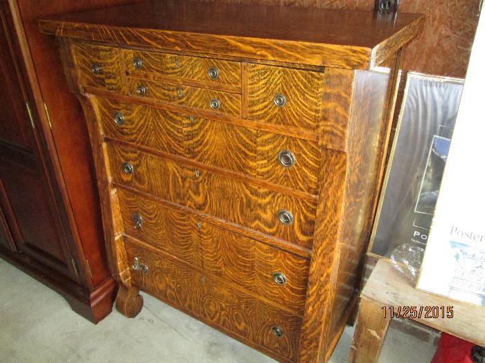 Rare and beautiful tiger maple chest of drawers