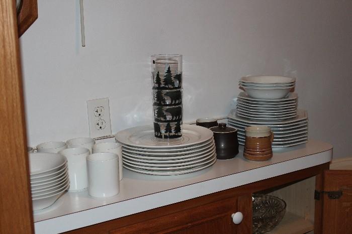 complete set of white dishes