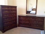 Drexel Highboy and dresser with detached mirror. There's also 2 matching nightstands.