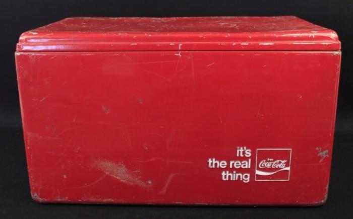 Vintage Metal Coca Cola Cooler with Logo, Collectible
