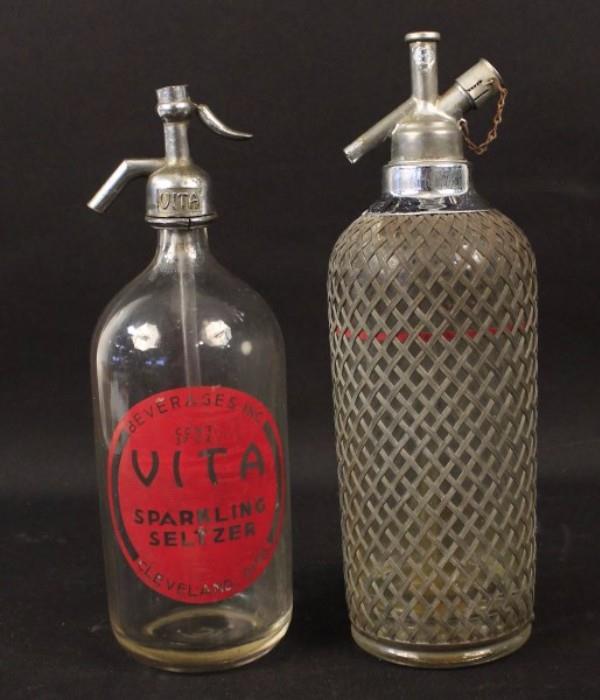 2 Vintage Seltzer Bottles, Vita, Sparklets