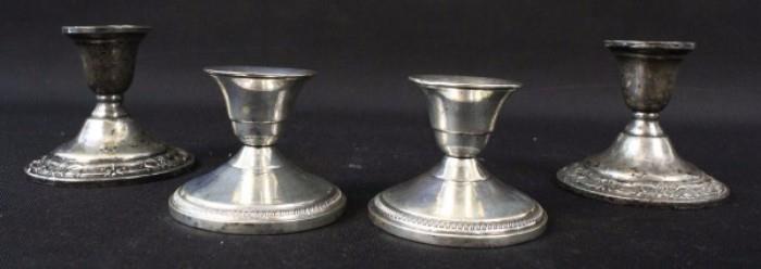 4 Vintage Sterling Silver Candle holders Wild Rose, Decor, Entertaining