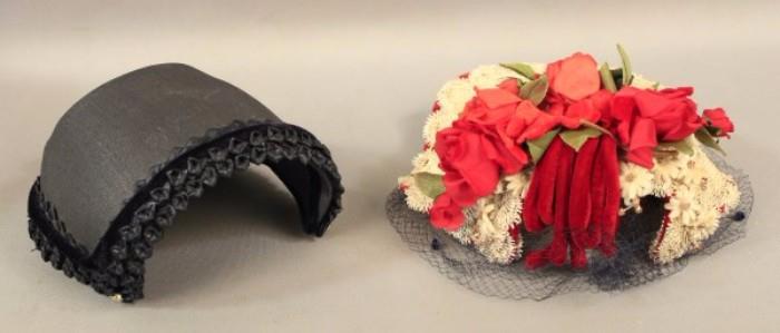 Two Vintage Fashion Hat Veil with Flowers Hat Box